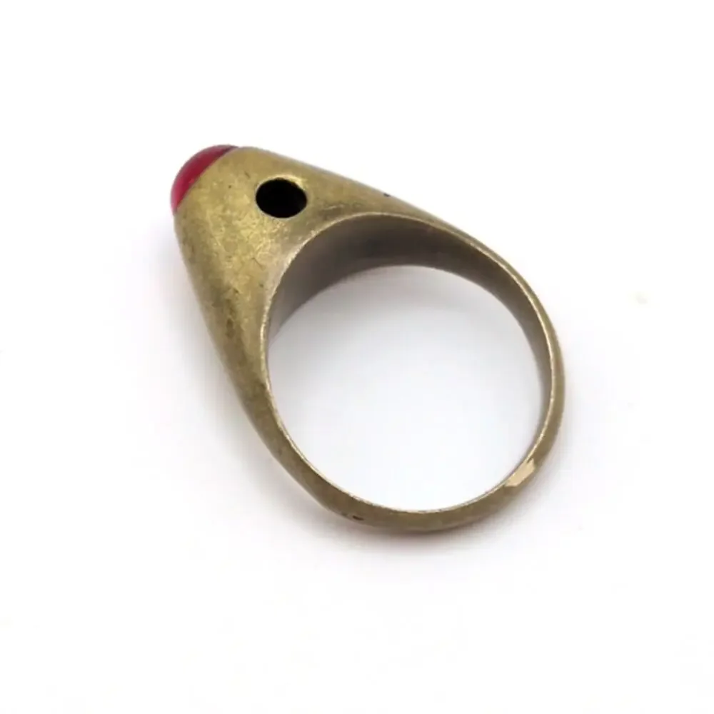 Antique Vintage Stanhope Pinky Ring Gold Tone Red Cabochon Size 4.5 *NO IMAGE*